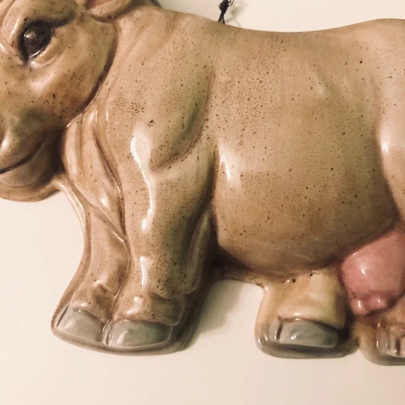 Vintage Hand Made Ceramic  Cow Wall Hanging Kitchen Decor - Picture 3 of 16